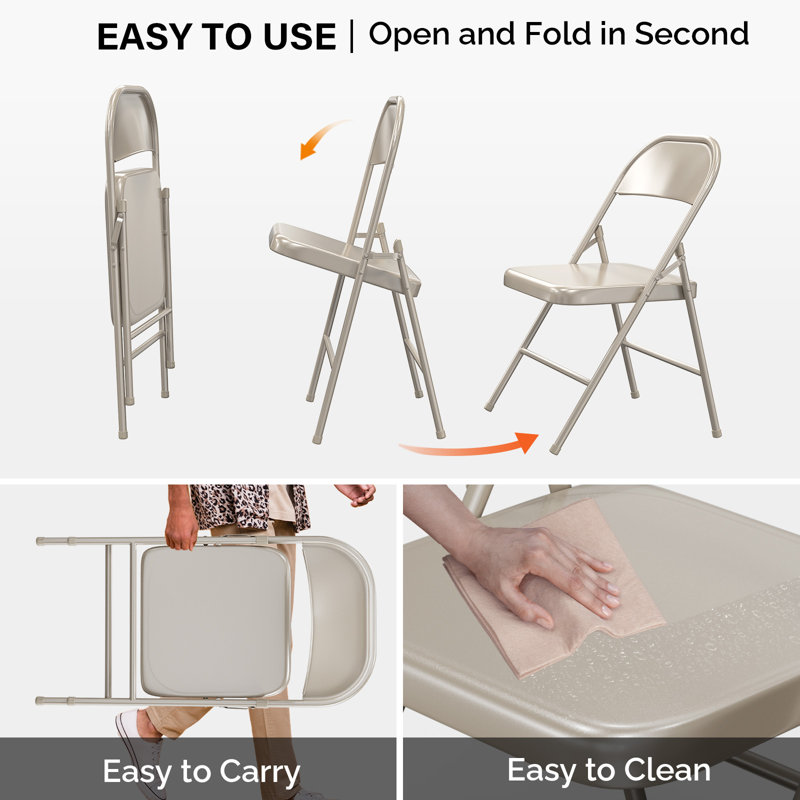 Ensemble de chaises pliantes empilables en métal Miramar, Kaki