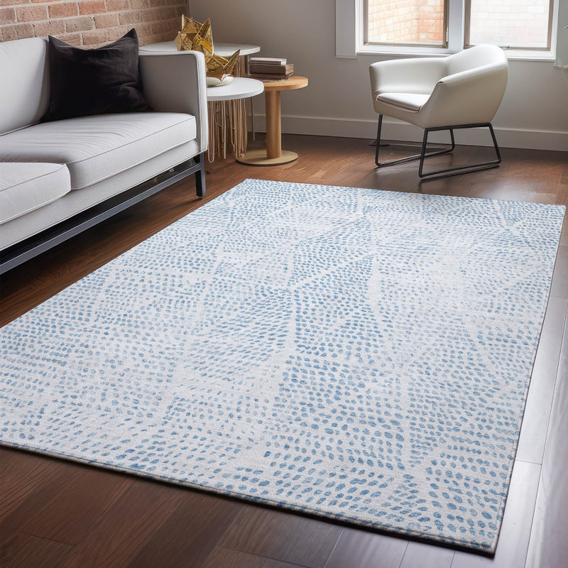 Tapis en denim de qualité supérieure lavable à la machine Cerrito AMF591, Rectangulaire 8 pi x 10 pi