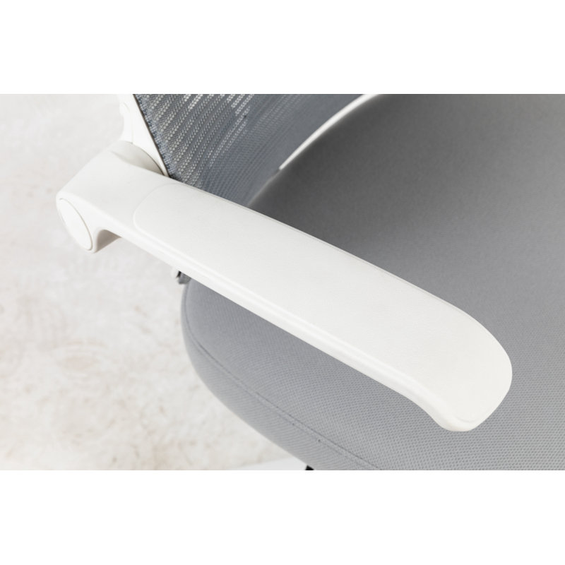 Chaise de bureau en filet Luedella, Gris, Blanc