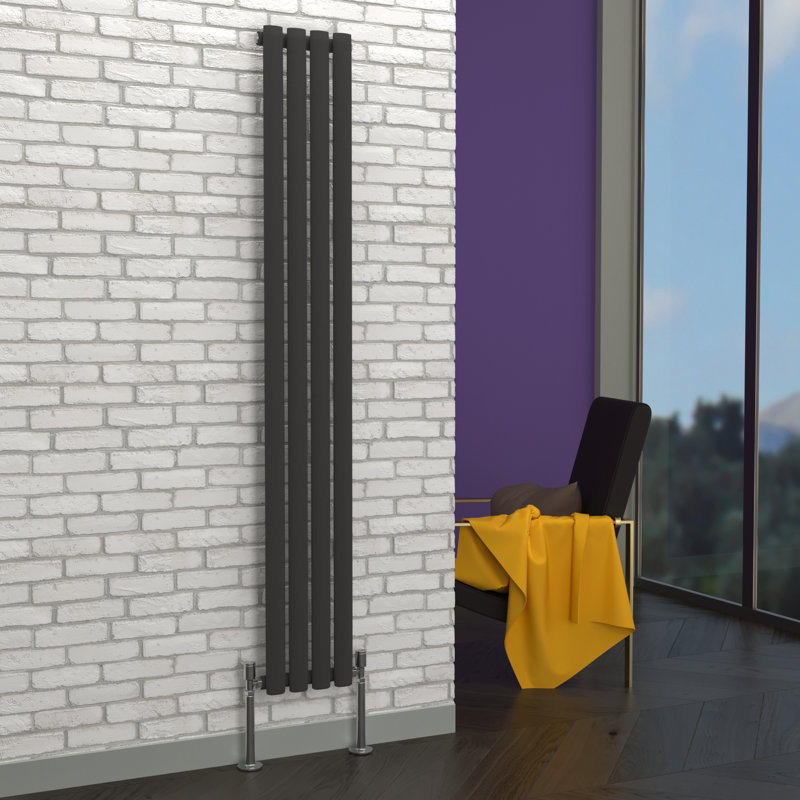 Alyssa Vertical Oval Panel Radiators, 178 x 35cm, Grey