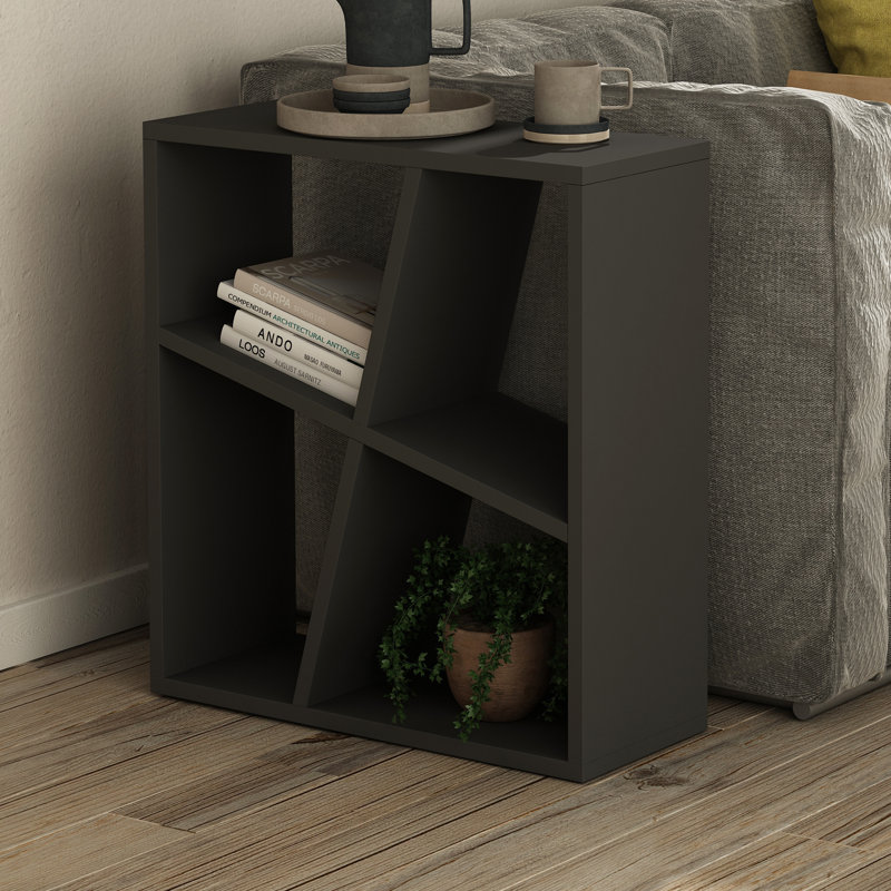 Glass Floor Shelf End Table, Anthracite