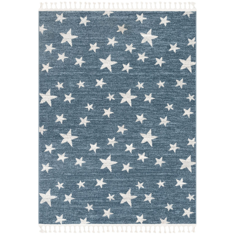Kennedy Stars Blue Children's Rug, Rectangle 160 x 220cm
