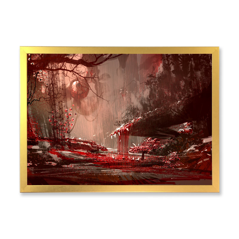 Jeu vidéo sanglant - reproduction sur toile, Cadre doré à coins fermés, H 30 po x l 40 po x P 1,5 po