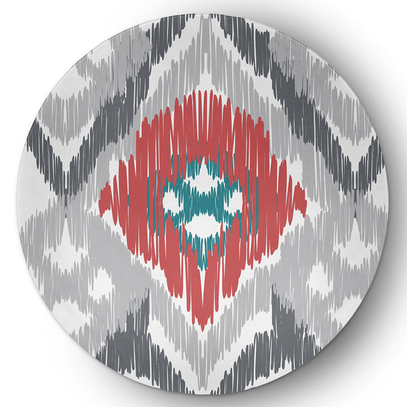 Chenille Ikat Indoor Rug, Round 5'