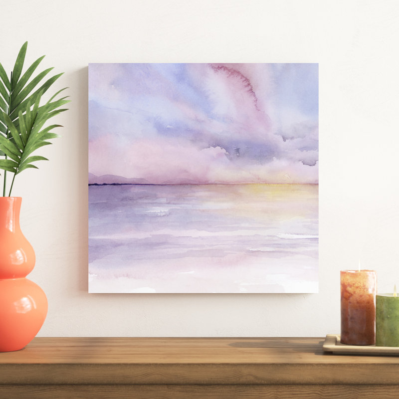 «Pale Sunset I», peinture sur toile, H 20 po x l 20 po