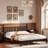 King Size Wood Platform Bed With Gourd Shaped Headboard, Retro Style And Sturdy Wooden Slat Support For Comfortable Sleep-1049822681-812727743