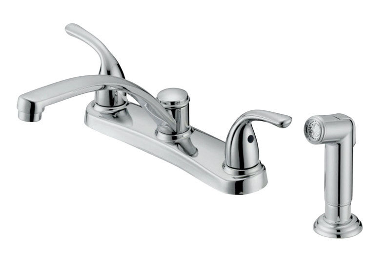 Robinet de cuisine à poignée double avec pulvérisateur latéral touch, Chrome