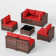 Ensemble de conversation modulaire en rotin 7 pièces avec coussins Keyala