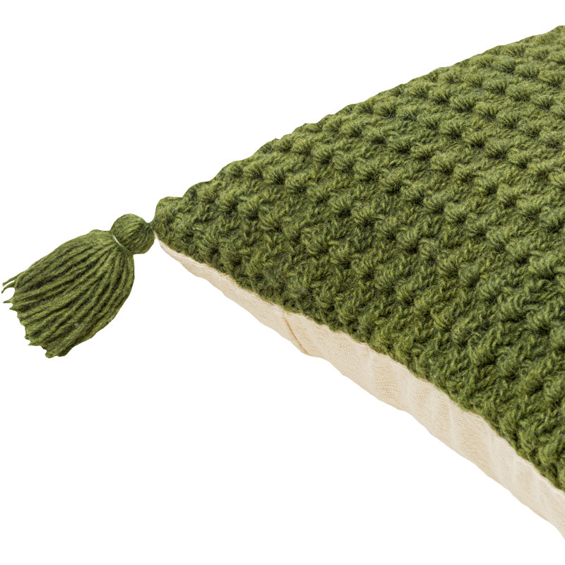 Makrome Reversible Throw Pillow, Polyester/Polyfill, 22" x 22", Olive