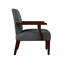 De 2 fauteuils d'appoint en tissu gris avec table ronde en bois, structure en bois franc pour la chambre à coucher, le salon et le bureau