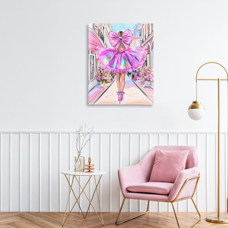 Prismatic Pink Bow & Dress Canvas, design par Jess Stempel, H 20 po x l 16 po