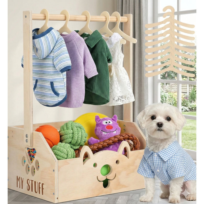 Armoire en bois pour animaux de compagnie (chiens), dotÃ©e d'une poignÃ©e et d'un compartiment pour ranger les jouets ; peut Ã©galement servir de porte-vÃªtements pour ranger les accessoires de votre chat ; dimensions : 48,3 cm x 33 cm x 22,9 cm