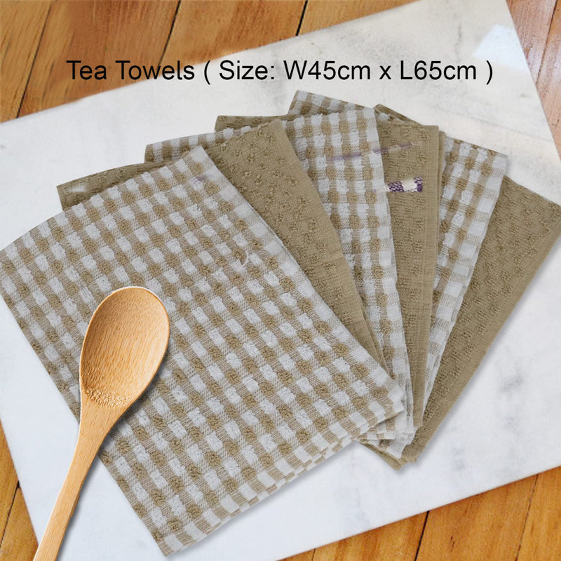6 Pieces Tea Towei, Beige