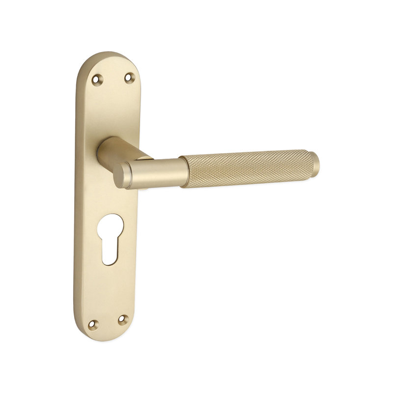 Connaught Knurled Lever on Backplate Euro Satin Brass
