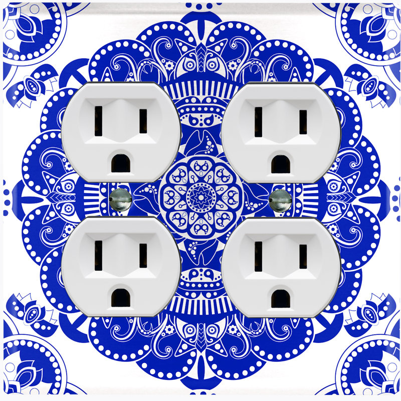 Plaque murale 2 prises doubles, Bleu