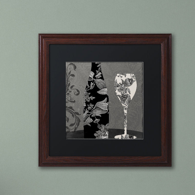« vin élégant ii » par la boulangerie couleur, impression encadrée, H 16 po x l 16 po x P 0,5 po, Cadre noir, Noir