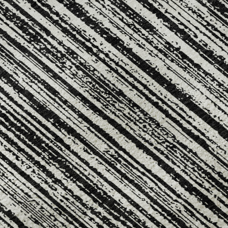 Premium Machine Washable Prisco Black Rug, Round 8'