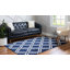 Tapis bleu marine à motif géométrique Cand-715818520