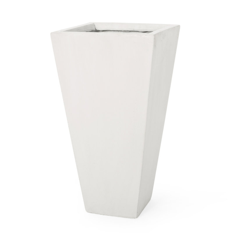 13" Outdoor Cast Stone Planter In White - To Challenges And Wear Small Planter, Matte Decorative For Beauty, White