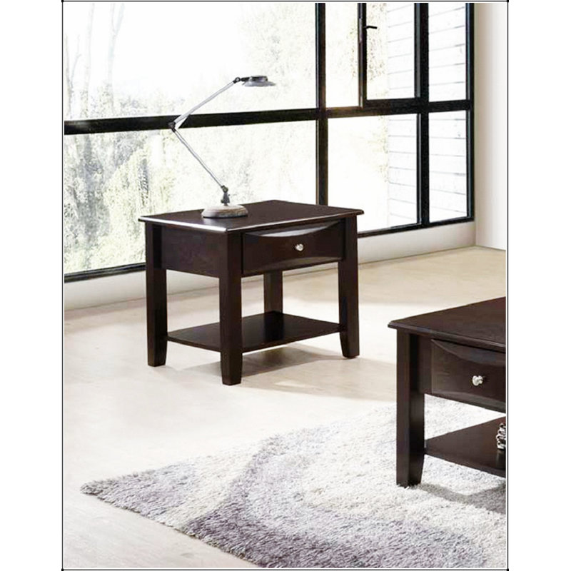 Table de bout élégante avec un tiroir et une tablette ouverte, parfaite pour les petits espaces et les décors modernes