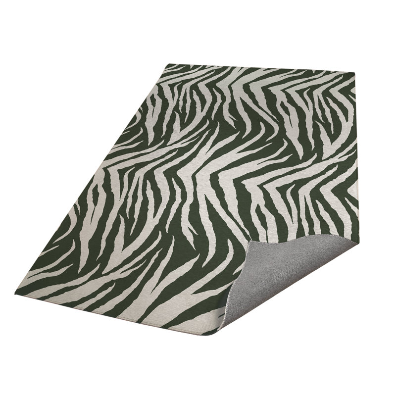 Zebra Patch Kids Play Mat, Chimichurri/Green, Rectangle 2' x 3'