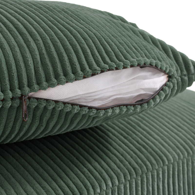 Seemab 2 - Piece Upholstered Hunter Green Corduroy Modular Sectional with Pillow Back and Solid Wood Legs, Hunter Green