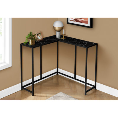 Pièce de coin de salon étroite - Stratifié en marbre noir contemporain avec cadre et console de chambre à coucher en métal moderne