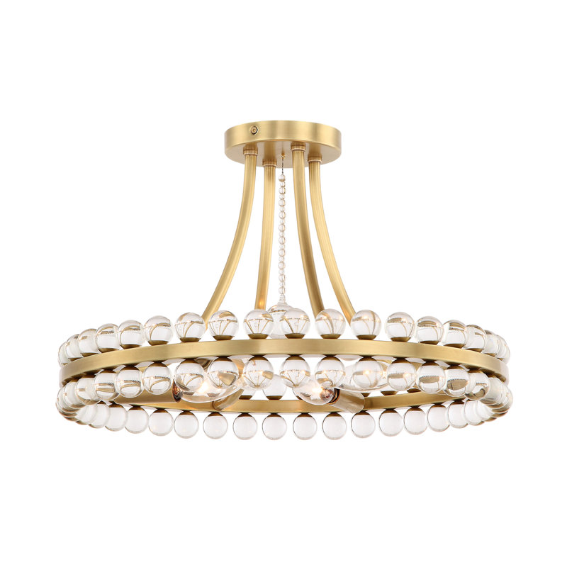 Plafonnier semi-encastré 4 lumières 18 po Cassian, Laiton vieilli