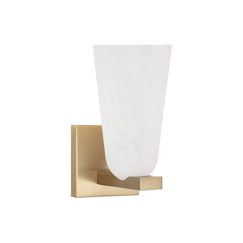 4.75" W x 9" H 1-Light Sconce in Matte Brass with Faux Alabaster Glass