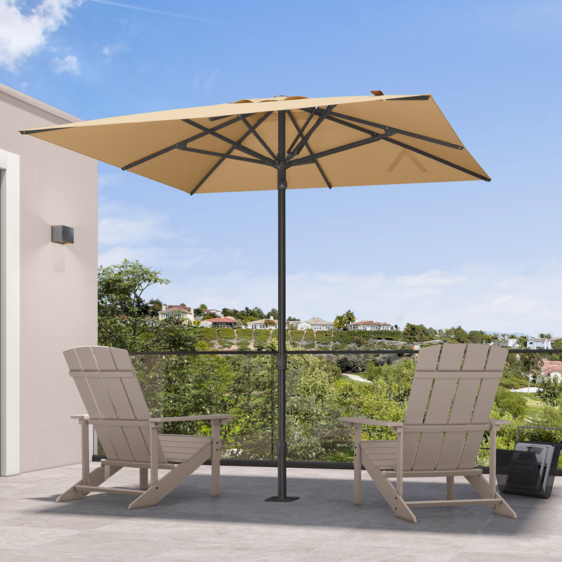 Parasol de table semi-automatique pour l'extérieur, L 96 po x P 96 po, Beige
