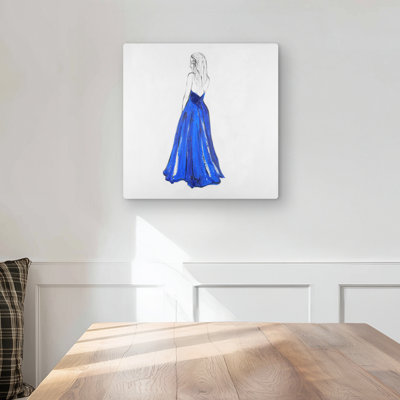 Lady in Blue - Illustrative Clothes Metal Print for Home Decor