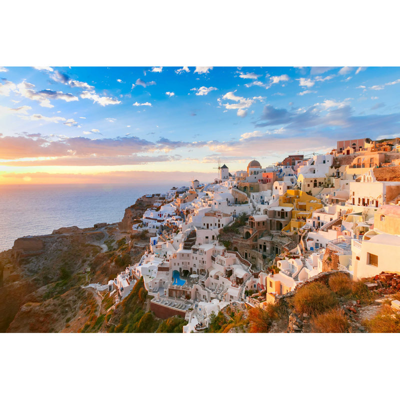 Santorini, Grèce - Photographie sur toile tendue, H 32 po x l 48 po