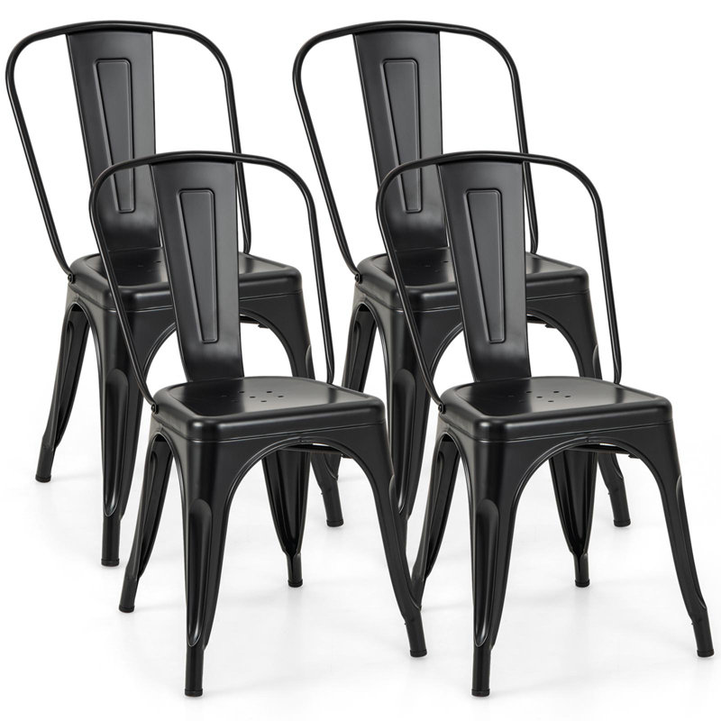 Reece 18'' H Stacking Side Chair, Black