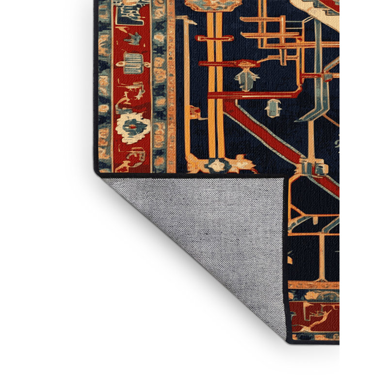 Machine Washable Persian Gray Area Rug, Round 4'
