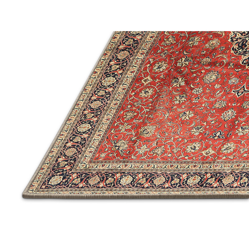 Tapis traditionnel rouge / bleu marine Franka, Rectangle 2 pi x 4 pi
