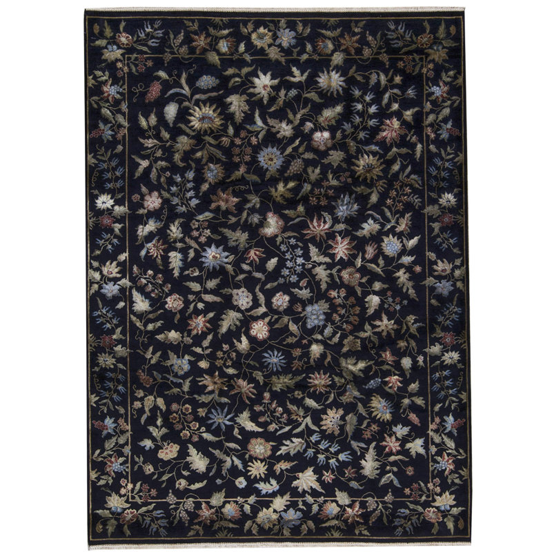 Tapis noir de haute qualité noué à la main