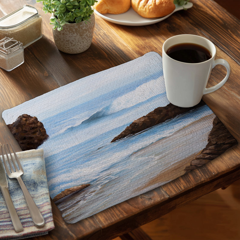 Marine Blue Braided Polyester Placemat | Rocks and Seaside Decor
