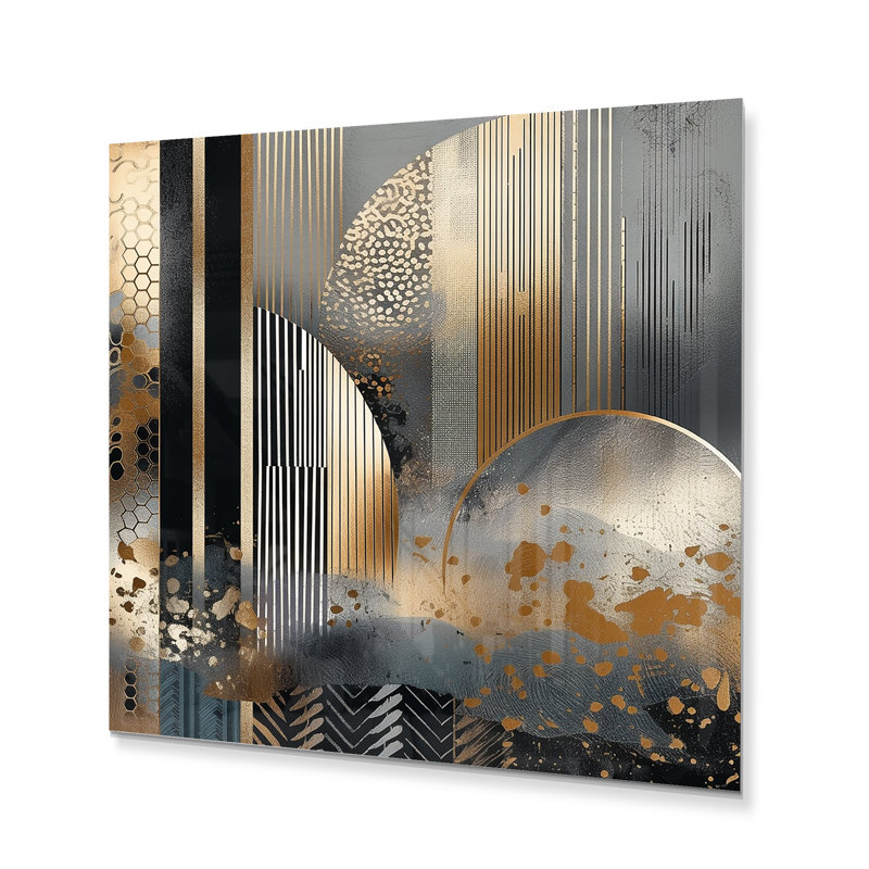 Kanav formes et lignes abstraites marbre IV - décoration murale en métal, H 36 po x l 36 po x P 1 po