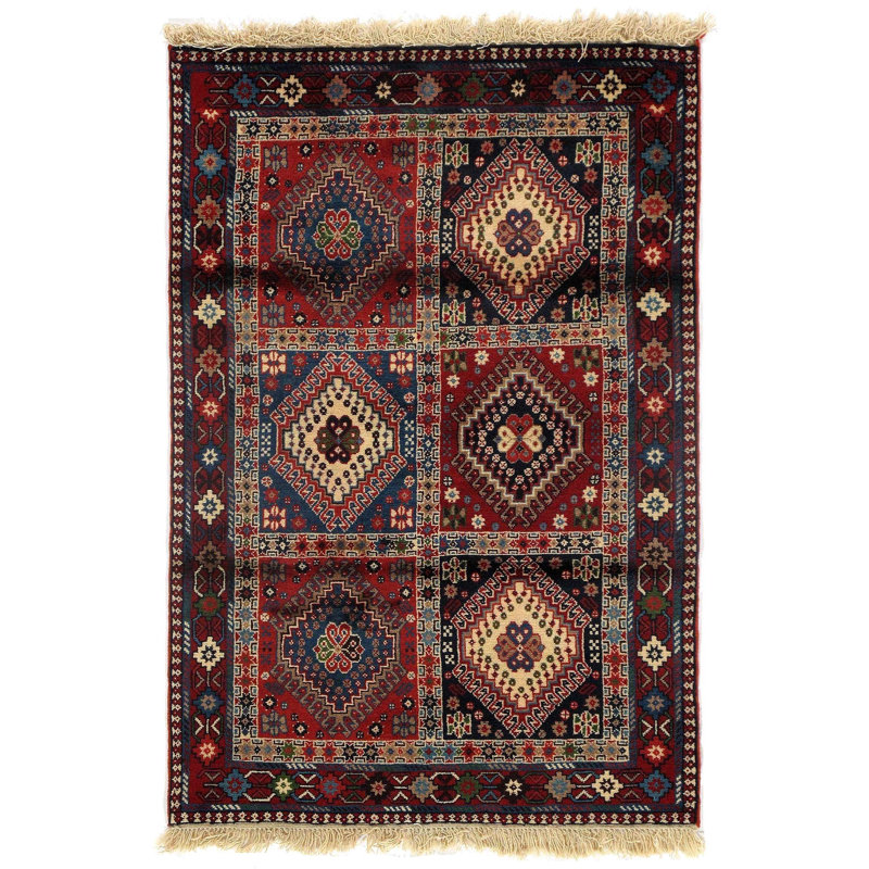 Lesieli Cotton Oriental Area Rug in Red