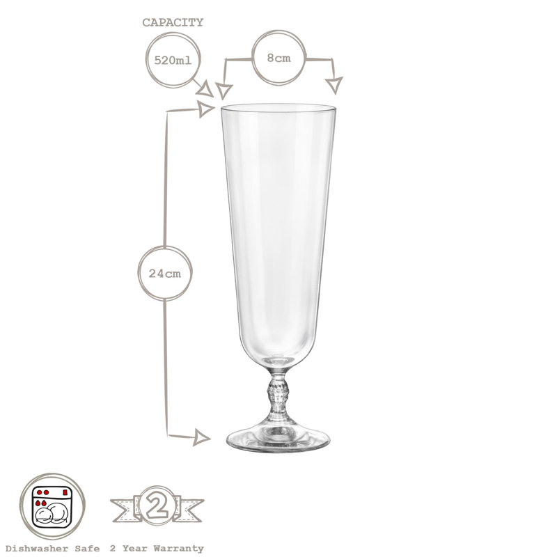 Bartender Stemmed Beer Glasses, 520 ml.