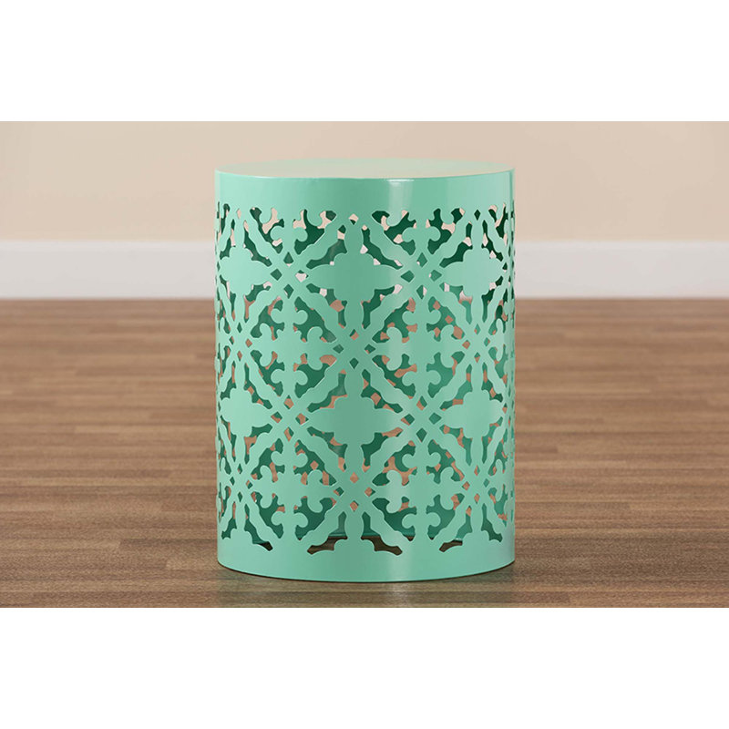 Cerallua Round Metal Outdoor Side Table , 13.2'' in. W 13.2'' in. D, Aqua