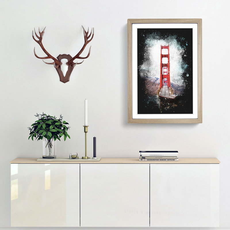 Golden Gate Bridge - Framed Print, Oak Framed, 63cm H x 45cm W x 2cm D