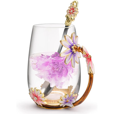 Purple Enamel Glass Coffee Mug Gift Set