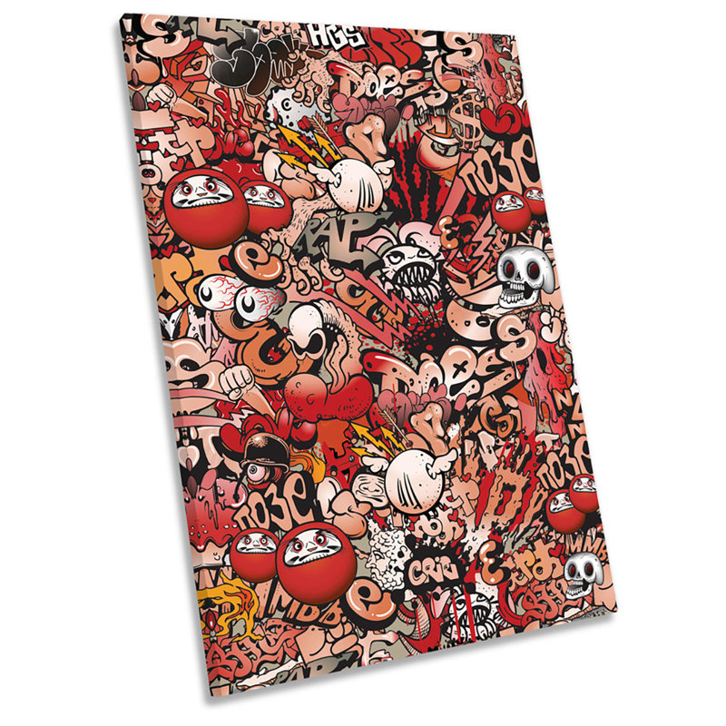 Graffiti Sticker Bomb Urban - Wrapped Canvas Print, 45.7cm H x 30.5cm W