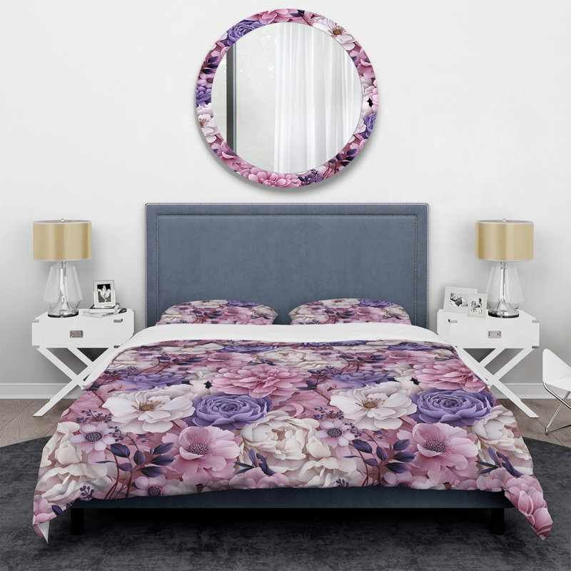 Ensemble de housse de couette floral en polyester microfibre Springtime, Housse de couette pour très grand lit et 2 très