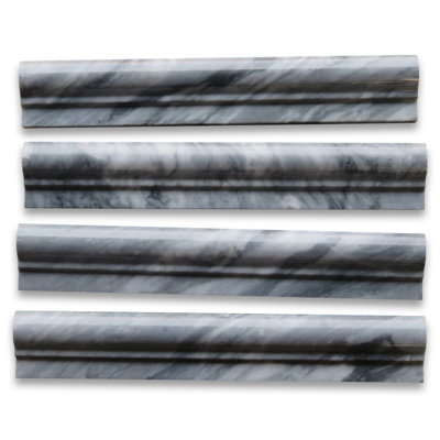 Bardiglio 2" x 12" Marble Grid Mosaic Wall & Floor Tile