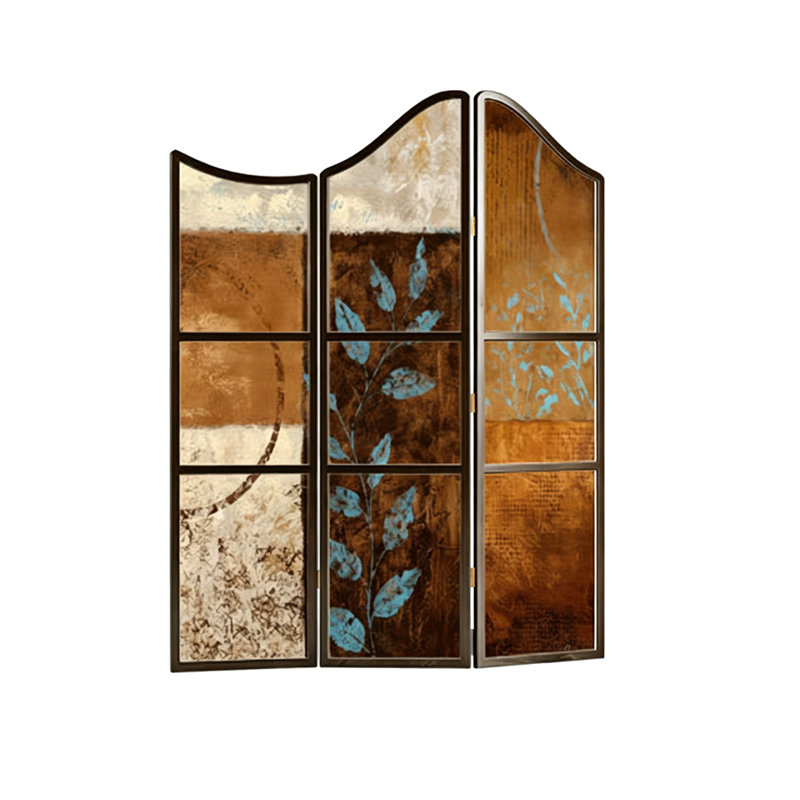 Paravent pliable rétro en bois de pin irrégulier, 78.74" H x 70.87" W x 1.57" D