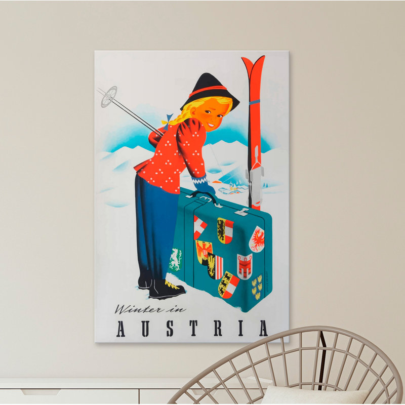 «Winter in Vienna», affiche vintage sur toile tendue, H 18 po x l 12 po