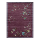 Rug & Kilim’S Chinese Art Deco Style Rug In Purple With Colorful Floral Patterns