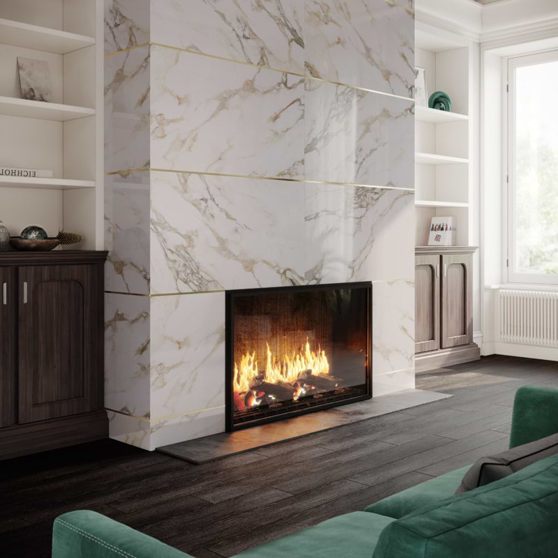 DreamStone 24x48 Polished Marble Look Porcelain Tile, Calacatta Rustico Polished